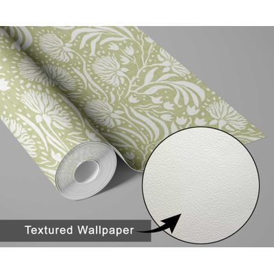 Papel de Parede Vinílico Autoadesivo com Dente-de-Leão Desenhado à Mão, Verde, Fácil Aplicação para Quarto, Armários e Sala - S4Sassy 63,5 cm (L) × 609,6 cm (C) / Verde - Vinil Texturizado