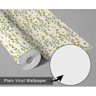 Papel de Parede Mini Vinha Floral Verde, Vinil Autoadesivo, Envoltório Decorativo, DIY Fácil para Quarto, Sala, Armários - S4Sassy 63,5 cm (L) × 304,8 cm (C) / Verde - Vinil Texturizado