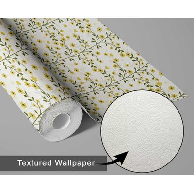 Papel de Parede Mini Vinha Floral Verde, Vinil Autoadesivo, Envoltório Decorativo, DIY Fácil para Quarto, Sala, Armários - S4Sassy 63,5 cm (L) × 304,8 cm (C) / Verde - Vinil Texturizado