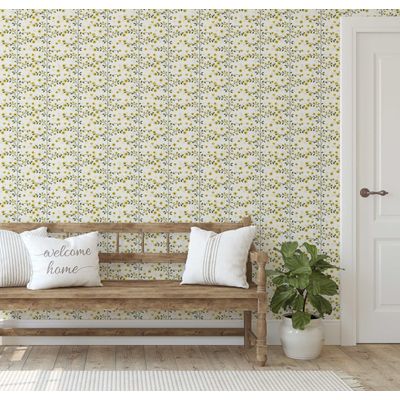 Papel de Parede Mini Vinha Floral Verde, Vinil Autoadesivo, Envoltório Decorativo, DIY Fácil para Quarto, Sala, Armários - S4Sassy 63,5 cm (L) × 304,8 cm (C) / Verde - Vinil Texturizado