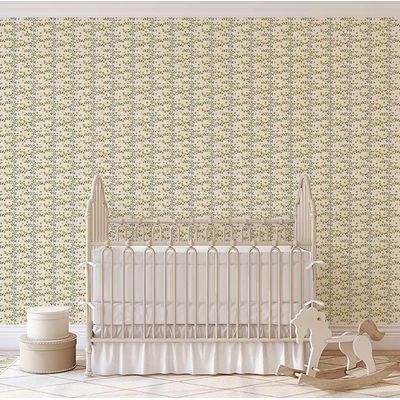 Papel de Parede Mini Vinha Floral Verde, Vinil Autoadesivo, Envoltório Decorativo, DIY Fácil para Quarto, Sala, Armários - S4Sassy 63,5 cm (L) × 304,8 cm (C) / Verde - Vinil Texturizado