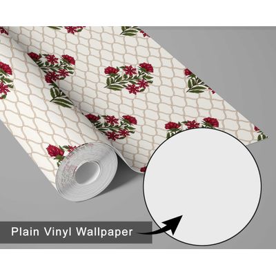 Papel de Parede Vinílico Autoadesivo Treliça Rosa, Impermeável Bege, Removível Asiático para Quartos, Sala, Locação, Armários - S4Sassy 63,5 cm (L) × 914,4 cm (C) / Bege - Vinil Liso