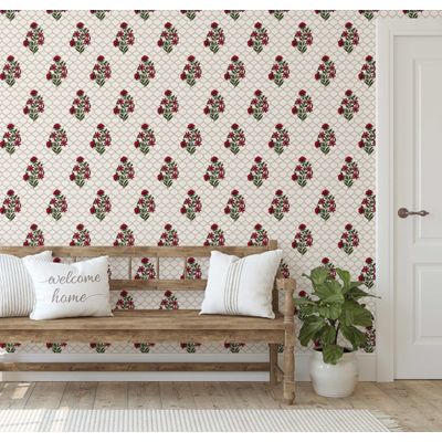 Papel de Parede Vinílico Autoadesivo Treliça Rosa, Impermeável Bege, Removível Asiático para Quartos, Sala, Locação, Armários - S4Sassy 63,5 cm (L) × 914,4 cm (C) / Bege - Vinil Liso