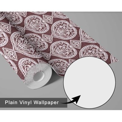 Papel de Parede Marrom com Corações Autoadesivo de Vinil, Cobertura DIY Fácil para Quarto Estilo Fazenda, Sala, Armário, Espaço - S4Sassy 63,5 cm (L) × 304,8 cm (C) / Marrom - Vinil Liso