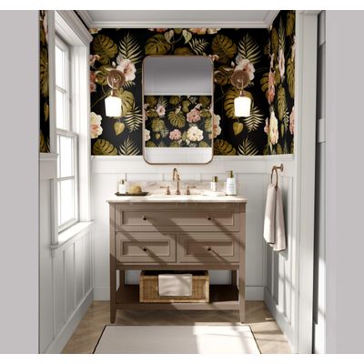Papel de Parede Floral Hibiscus Preto, Vinil Autoadesivo Decorativo, Decoração DIY Fácil para Quarto, Sala, Armários - S4Sassy 63,5 cm (L) × 304,8 cm (C) / Preto - Vinil Liso