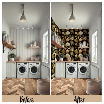 Papel de Parede Floral Hibiscus Preto, Vinil Autoadesivo Decorativo, Decoração DIY Fácil para Quarto, Sala, Armários - S4Sassy 63,5 cm (L) × 304,8 cm (C) / Preto - Vinil Liso