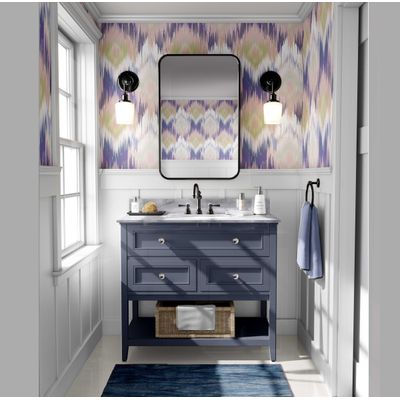 Papel de Parede Ikat Azul, Vinílico Autoadesivo, Fácil Faça-Você-Mesmo para Quarto Infantil e Sala de Brincadeiras - S4Sassy 63,5 cm (L) × 914,4 cm (C) / Azul - Vinil Liso