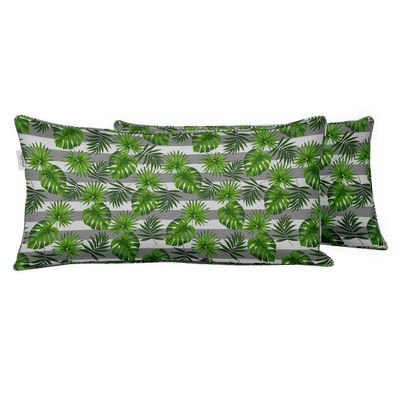 Capa de Almofada Lombar em Poliéster Impermeável para Uso Interno e Externo, Retangular para Móveis de Pátio - Vargottam 30,48 Cm × 45,72 Cm / Cinza