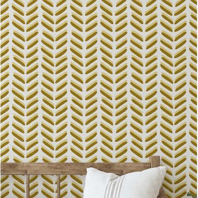 Papel de Parede Autoadesivo Padrão de Folhas Amarelo, Vinil Removível Faça-Você-Mesmo para Parede de Destaque na Entrada - S4sassy 63,5 cm (L) × 609,6 cm (C) / Amarelo - Vinil Liso
