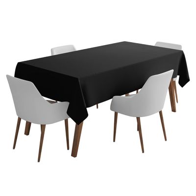 Toalha de Mesa Interna/Externa Impermeável para Pátio, Capa Primavera/Verão para Mesa Circular do Quintal/Churrasco/Piquenique - Vargottam 147,32 Cm (L) × 259 Cm (C) / Preto