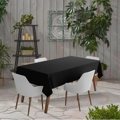 Toalha de Mesa Interna/Externa Impermeável para Pátio, Capa Primavera/Verão para Mesa Circular do Quintal/Churrasco/Piquenique - Vargottam 147,32 Cm (L) × 259 Cm (C) / Preto