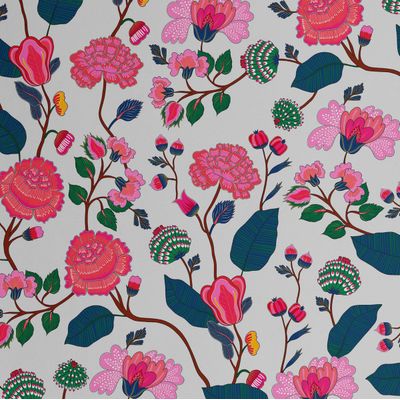 Papel Contact Vinílico Autoadesivo Branco Estampa Floral Blossom, Revestimento Removível Estilo Asiático para Parede e Cômoda - S4sassy 63,5 cm (L) × 304,8 cm (C) / Branco - Vinil Liso