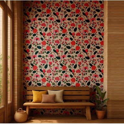 Papel Contact Vinílico Autoadesivo Branco Estampa Floral Blossom, Revestimento Removível Estilo Asiático para Parede e Cômoda - S4sassy 63,5 cm (L) × 304,8 cm (C) / Branco - Vinil Liso
