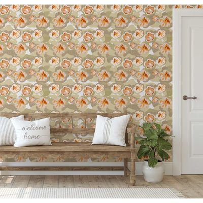 Papel Contact Floral Bege Contemporâneo Removível para Paredes, Armários e Cômoda, Rolo Vinílico Autoadesivo Impermeável - S4sassy 63,5 cm (L) × 304,8 cm (C) / Bege - Vinil Liso