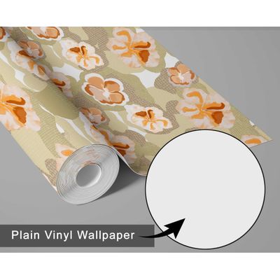 Papel Contact Floral Bege Contemporâneo Removível para Paredes, Armários e Cômoda, Rolo Vinílico Autoadesivo Impermeável - S4sassy 63,5 cm (L) × 304,8 cm (C) / Bege - Vinil Liso