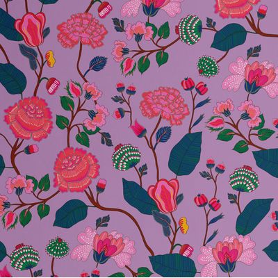 Papel Contact Autoadesivo Vinílico Removível Estilo Asiático Estampa Floral Blossom Roxo para Paredes e Cômoda - S4sassy 63,5 cm (L) × 304,8 cm (C) / Roxo - Vinil Liso
