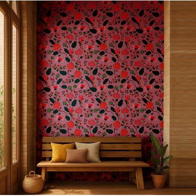 Papel Contact Autoadesivo Vinílico Removível Estilo Asiático Estampa Floral Blossom Roxo para Paredes e Cômoda - S4sassy 63,5 cm (L) × 304,8 cm (C) / Roxo - Vinil Liso