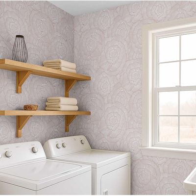 Papel Contact Vinílico Autoadesivo Bege Floral de Linhas Finas Contemporâneo Removível para Paredes, Armários/Cômoda, Impermeável - S4sassy 63,5 cm (L) × 914,4 cm (C) / Bege - Vinil Liso