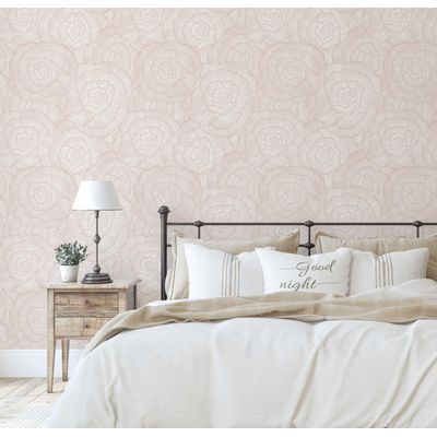 Papel Contact Vinílico Autoadesivo Bege Floral de Linhas Finas Contemporâneo Removível para Paredes, Armários/Cômoda, Impermeável - S4sassy 63,5 cm (L) × 914,4 cm (C) / Bege - Vinil Liso