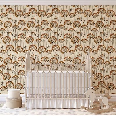 Papel Contact Autoadesivo Vinílico Impermeável Autumn Bloom Bege Contemporâneo Removível para Paredes, Armários e Cômoda - S4sassy 63,5 cm (L) × 914,4 cm (C) / Bege - Vinil Liso