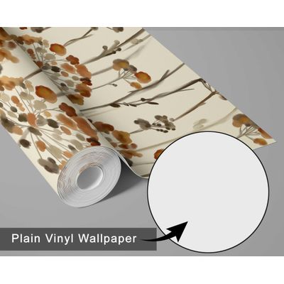 Papel Contact Autoadesivo Vinílico Impermeável Autumn Bloom Bege Contemporâneo Removível para Paredes, Armários e Cômoda - S4sassy 63,5 cm (L) × 914,4 cm (C) / Bege - Vinil Liso