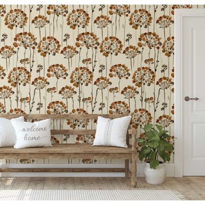 Papel Contact Autoadesivo Vinílico Impermeável Autumn Bloom Bege Contemporâneo Removível para Paredes, Armários e Cômoda - S4sassy 63,5 cm (L) × 914,4 cm (C) / Bege - Vinil Liso