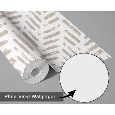 Papel Contact Vinílico Removível Bege Contemporâneo, Estampa de Pinceladas Azuis para Paredes, Armários e Cômodas, Impermeável - S4sassy 63,5 cm (L) × 304,8 cm (C) / Bege - Vinil Liso
