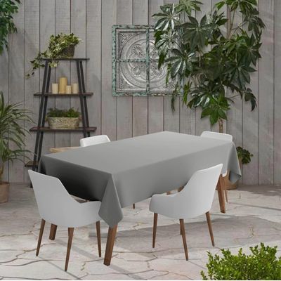Toalha de Mesa Impermeável para Uso Interno e Externo, Capa Primavera/Verão para Mesa Circular/Churrasco/Piquenique/Quintal - Vargottam 147,32 Cm (L) × 259 Cm (C) / Cinza
