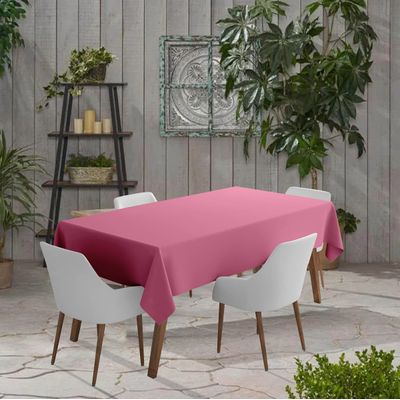 Toalha de Mesa Interna/Externa Impermeável para Quintal, Capas de Mesa Primavera/Verão para Mesa Circular/Churrascos/Piquenique - Vargottam 147,32 Cm (L) × 259 Cm (C) / Rosa