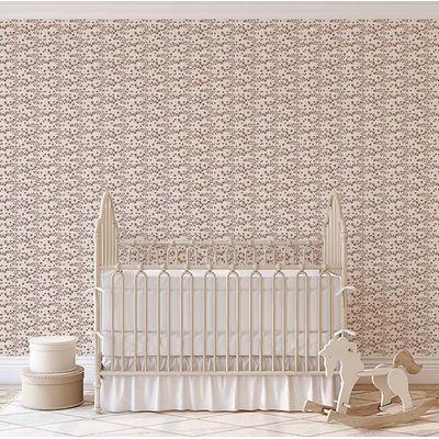 Papel de Parede Vinílico Autoadesivo Mini Ramo Floral Marrom, Envoltório Decorativo Fácil DIY para Quarto, Sala e Armários - S4Sassy 63,5 cm (L) × 304,8 cm (C) / Marrom - Vinil Liso