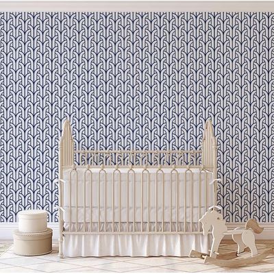 Papel Contact Vinílico Autoadesivo Azul Contemporâneo Removível, Impermeável, Estampa Fonte Art Déco para Parede, Armário e Cômoda - S4sassy 63,5 cm (L) × 914,4 cm (C) / Azul - Vinil Liso