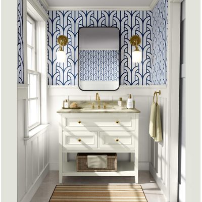 Papel Contact Vinílico Autoadesivo Azul Contemporâneo Removível, Impermeável, Estampa Fonte Art Déco para Parede, Armário e Cômoda - S4sassy 63,5 cm (L) × 152,4 cm (C) / Azul - Vinil Liso