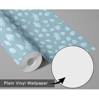 Papel de Parede Vinílico Autoadesivo Motivo Floral Chique Azul Impermeável Removível para Quartos, Salas e Armários - S4Sassy 63,5 cm (L) × 304,8 cm (C) / Azul - Vinil Liso