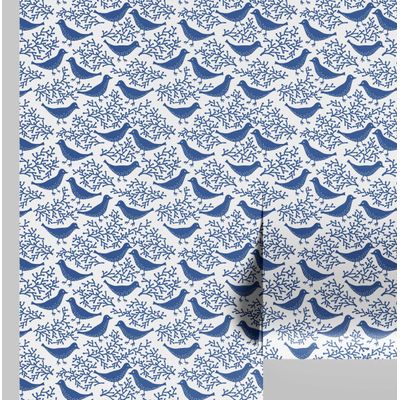 Papel de Parede Vinílico Autoadesivo À Prova d'Água, Estampa Chic de Pássaros e Coral - Azul, para Quartos, Locação e Armários - S4Sassy 63,5 cm (L) × 152,4 cm (C) / Azul - Vinil Liso