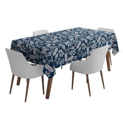 Toalhas de Mesa Impermeáveis Interno/Externo para Pátio - Capas Primavera/Verão para Mesa do Quintal/Churrasco/Piquenique - Vargottam 147,32 Cm × 259,08 Cm / Azul