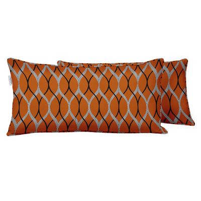 Capa de Almofada Lombar em Poliéster Interno/Externo, Impermeável e Resistente às Intempéries, Retangular para Móveis de Pátio - Vargottam 30,48 Cm × 60,96 Cm / Laranja