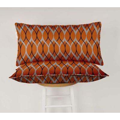 Capa de Almofada Lombar em Poliéster Interno/Externo, Impermeável e Resistente às Intempéries, Retangular para Móveis de Pátio - Vargottam 30,48 Cm × 60,96 Cm / Laranja
