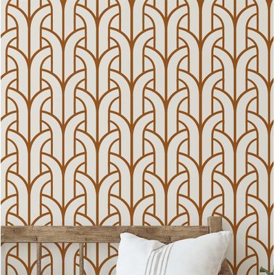Papel Contact Vinílico Autoadesivo Removível Marrom Contemporâneo com Estampa de Fonte Art Déco para Paredes, Armários e Cômoda - S4sassy 63,5 cm (L) × 304,8 cm (C) / Marrom - Vinil Texturizado