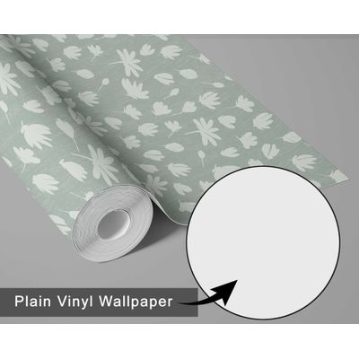 Papel de Parede Vinílico Autocolante Impermeável Floral Chique, Removível para Quartos, Salas, Armários e Espaços de Locação - S4Sassy 63,5 cm (L) × 304,8 cm (C) / Verde - Vinil Liso