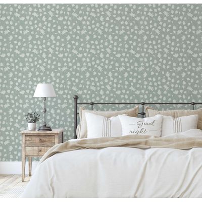 Papel de Parede Vinílico Autocolante Impermeável Floral Chique, Removível para Quartos, Salas, Armários e Espaços de Locação - S4Sassy 63,5 cm (L) × 304,8 cm (C) / Verde - Vinil Liso