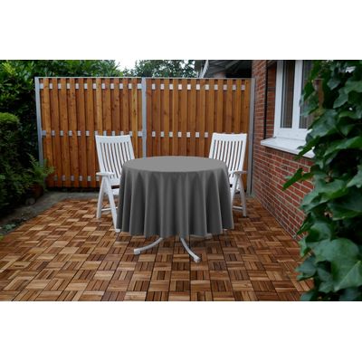 Toalha de Mesa Redonda 147 cm Interno/Externo com Furo para Guarda-Sol, Impermeável, para Pátio/Churrasco, Cinza Escuro - Vargottam 147,32 Cm × 147,32 Cm – Com Furo Para Guarda-Sol / Cinza