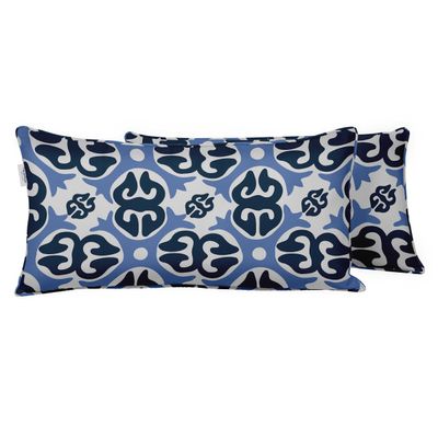 Capa Retangular Impermeável e Resistente a Intempéries para Almofada Lombar em Poliéster, Interno/Externo para Móveis de Pátio - Vargottam 30,48 Cm × 45,72 Cm / Azul