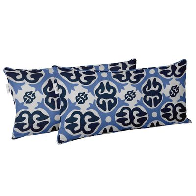 Capa Retangular Impermeável e Resistente a Intempéries para Almofada Lombar em Poliéster, Interno/Externo para Móveis de Pátio - Vargottam 30,48 Cm × 45,72 Cm / Azul
