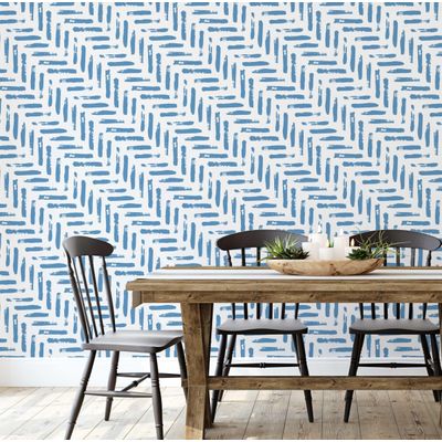 Papel Contact Azul Removível Contemporâneo, Estampa de Traço Pincelado, Paredes/Armários/Cômoda, Vinílico Autoadesivo Impermeável - S4sassy 63,5 cm (L) × 304,8 cm (C) / Azul - Vinil Liso