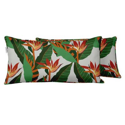Capa Lombar em Poliéster para Uso Interno/Externo, À Prova D'Água, Retangular para Almofada de Pátio - Vargottam 30,48 Cm × 45,72 Cm / Branco
