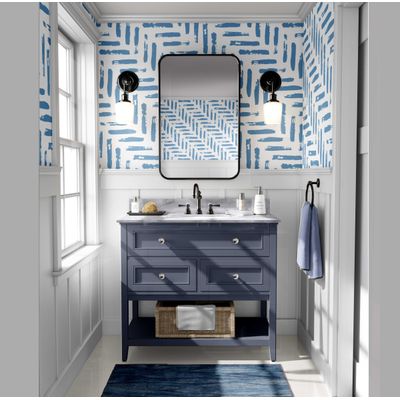 Papel Contact Azul Removível Contemporâneo, Estampa de Traço Pincelado, Paredes/Armários/Cômoda, Vinílico Autoadesivo Impermeável - S4sassy 63,5 cm (L) × 609,6 cm (C) / Azul - Vinil Texturizado