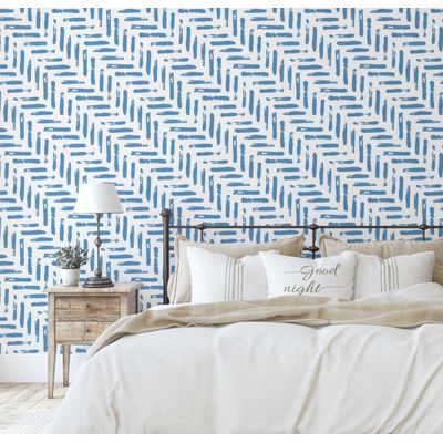 Papel Contact Azul Removível Contemporâneo, Estampa de Traço Pincelado, Paredes/Armários/Cômoda, Vinílico Autoadesivo Impermeável - S4sassy 63,5 cm (L) × 609,6 cm (C) / Azul - Vinil Texturizado