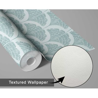 Vinílico Autoadesivo Folha Leque Chic, Papel Contact À Prova d'Água Azul, Removível para Quartos, Salas, Locação e Armários - S4Sassy 63,5 cm (L) × 609,6 cm (C) / Azul - Vinil Texturizado