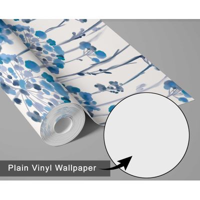 Papel Contact Vinílico Autoadesivo Impermeável 'Autumn Bloom' Azul Contemporâneo Removível para Paredes, Armários e Cômoda - S4sassy 63,5 cm (L) × 304,8 cm (C) / Azul - Vinil Liso