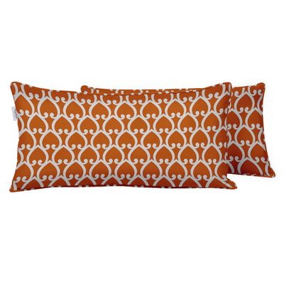 Capa de Almofada Lombar em Poliéster, Uso Interno/Externo, Retangular e Impermeável para Móveis de Pátio - Vargottam 30,48 Cm × 50,8 Cm / Laranja